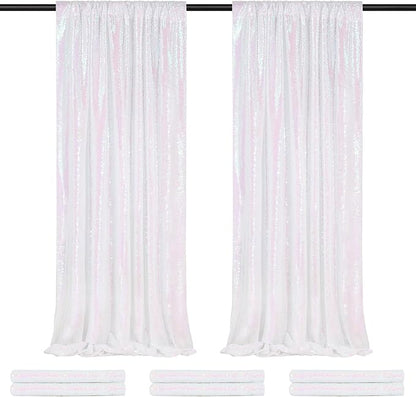 Backdrop Curtains Glitter 6 Panels Iridescent Sequin Background 2ftx8ft | by QueenDream