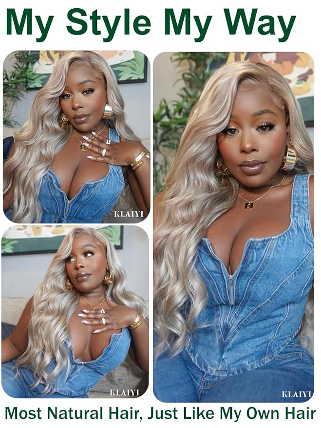 KLAIYI Ombre Ash Blonde Loose Body Wave Pre Everything Glueless 13x4 Lace Front Wigs Human Hair Balayage Precut Pre Plucked Bleached Bye Bye Knots 30S Ready to Wear and Go Wig Beginner Friendly 18Inch