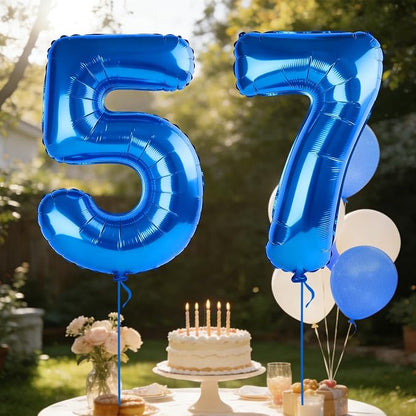 40 Inch Number 57 Balloons for 57th Birthday Party Decorations, 0-100 Dark Blue - Image 3