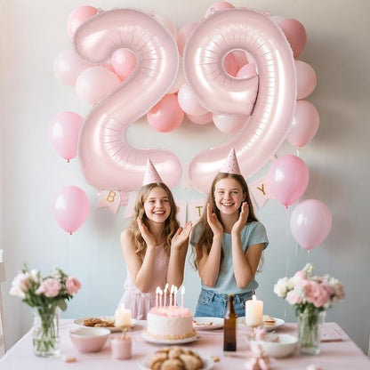 Light Pink Number 9 Balloon, 40 Inch Giant Mylar Number Balloons, Large Foil - Image 6