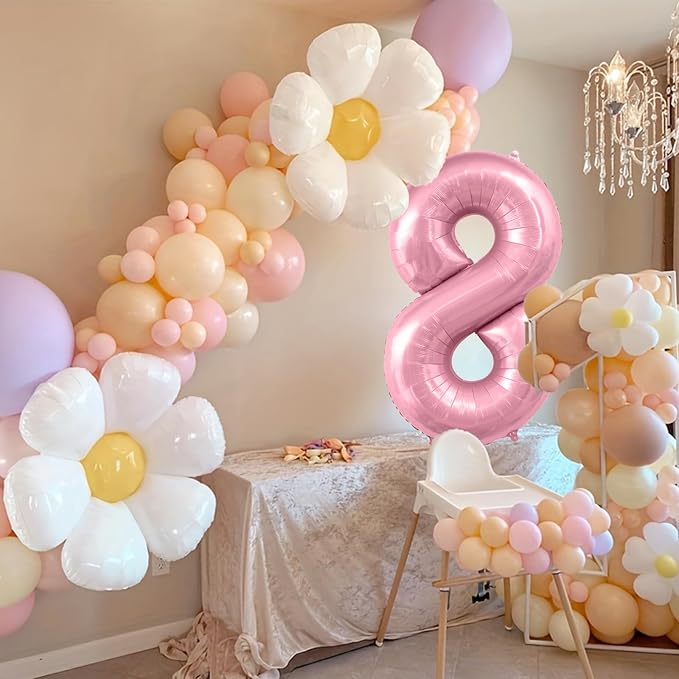 Pastel Pink 8 Balloons, 40 Inch Large Light Pink Foil Number Balloons 0-10 - Image 2