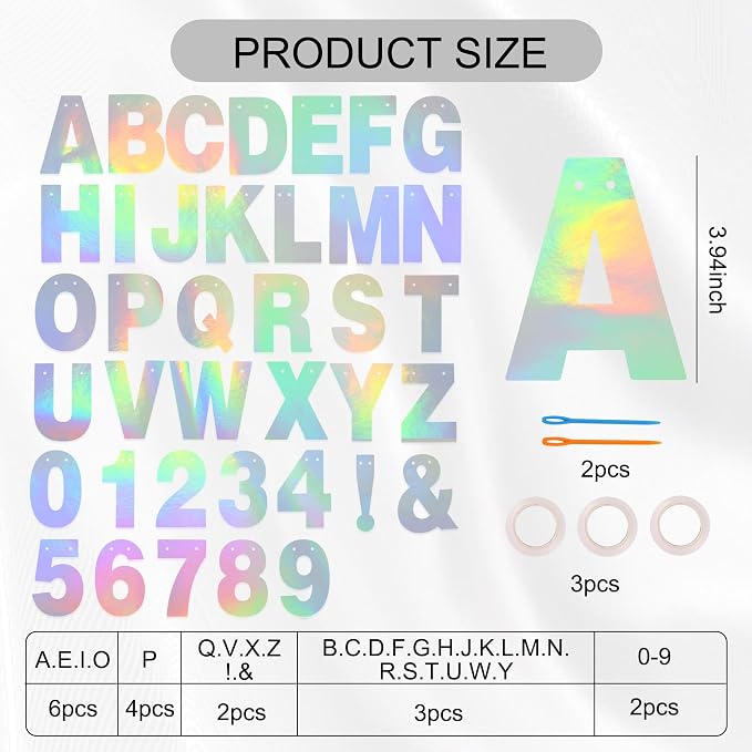 BEISHIDA Laser Silver 116 PCS A-Z DIY Letter Custom Banner Party Decor | 111 - Image 2