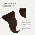 Luxy 100% Remy Human Hair – Halo Clip-In Hair Extensions –Natural Looking Volume & Length - One-Piece - Easy 5-Min Application 150 grams 12" Chocolate Brown Halo