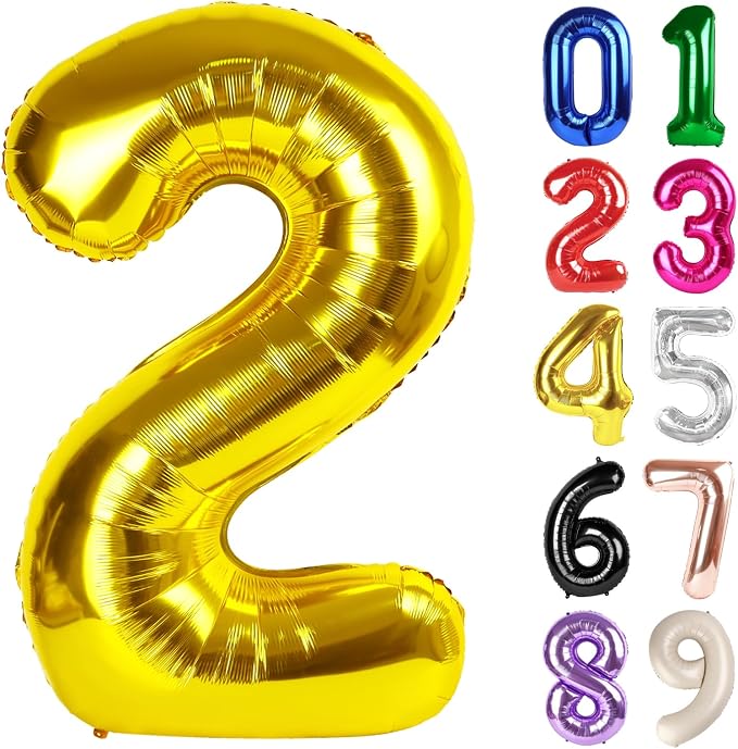 2 Balloon - Gold Birthday Number Balloons, 40 Inch Decorations Men Women | Gold by ALPHADELTAPI