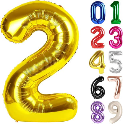 2 Balloon - Gold Birthday Number Balloons, 40 Inch Decorations Men Women | Gold by ALPHADELTAPI