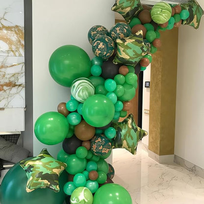 Green and Brown Balloons, Camouflage Metallic Green Black Brown Gold Balloon - Image 3