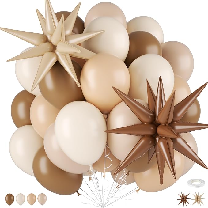 Brown Balloons, 12 Inch Double-layered Neutral Brown Nude Beige Cream Balloons by FEYG