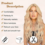 NAYOO Long Mixed Blonde Wavy Wig for Women 26 Inch Middle Part Curly Wavy Wig Natural Looking Synthetic Heat Resistant Fiber for Daily Party (Mixed Blonde)