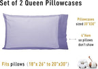 Sunflower Queen Pillowcases Set of 2, 100% Cotton Queen Pillow Cases 2, 20×30 inches Lavender, Soft and Breathable