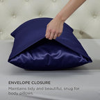 Bedsure Body Pillow Cover 20x54 Inches - Navy Satin Similar to Silk Pillowcase for Hair and Skin, Cooling and Silky Long Body Pillow Pillowcase for Adults with Envelope Closure, Gifts for Women Men