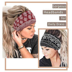 Yeshan Wide Bandana headbands for Women Boho Bandeau Headband Knot Hair Scarf Bands Stretch Floral Printed Non Slip Head bands Elastic Turban Head Wraps Thick African Headband,Pack of 6