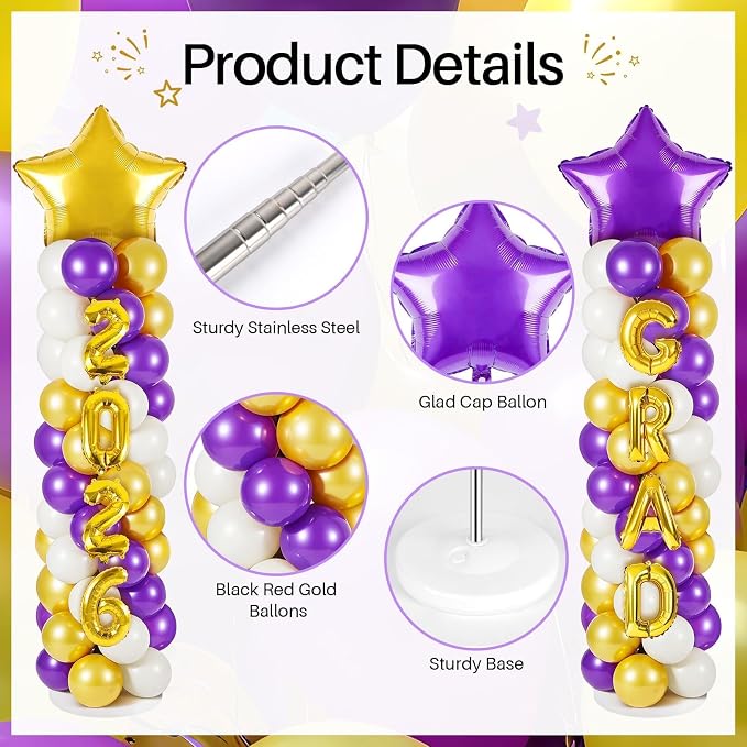 2 Sets Graduation Balloon Column Stand Kits - Image 3