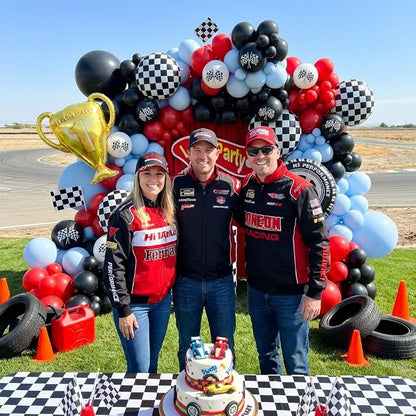Race Car Balloons Arch Kit -162Pcs Trophy, Wheels and Red Black Blue Balloon - Image 4