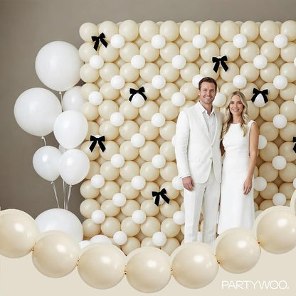 PartyWoo White Sand Linking Balloons 100pcs 6 Inch Off White Link Balloons | - Image 8