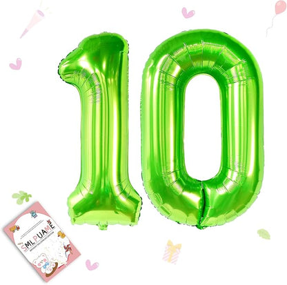 40 inch Number Balloon 0-9 Green Large Number 10 Balloons, Digital Balloons by Smlpuame