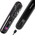 2025 Upgraded Cordless Hair Straightener Brush for Travel, 200 Million Negative Ionic Portable Hair Straightener Comb for Women with LED Display & 3 Temps Fast Heating MCH Ceramic Coating Smooth Frizz