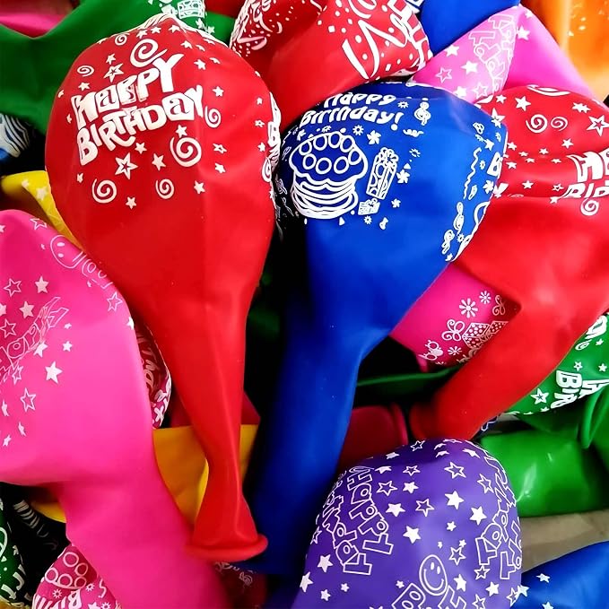 100 Pcs 12 Inch Printed "HAPPY BIRTHDAY" Colorful Latex Balloons - Image 7