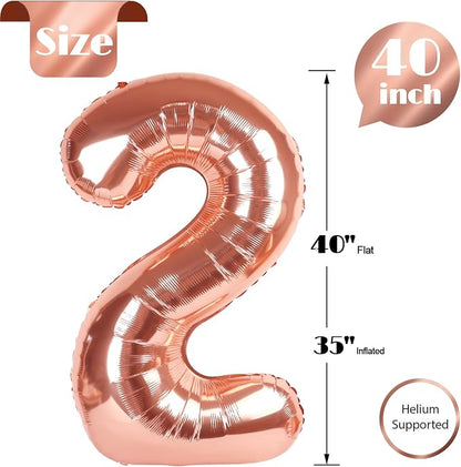 Rose Gold Number 2 Balloon 40 Inch - Image 5