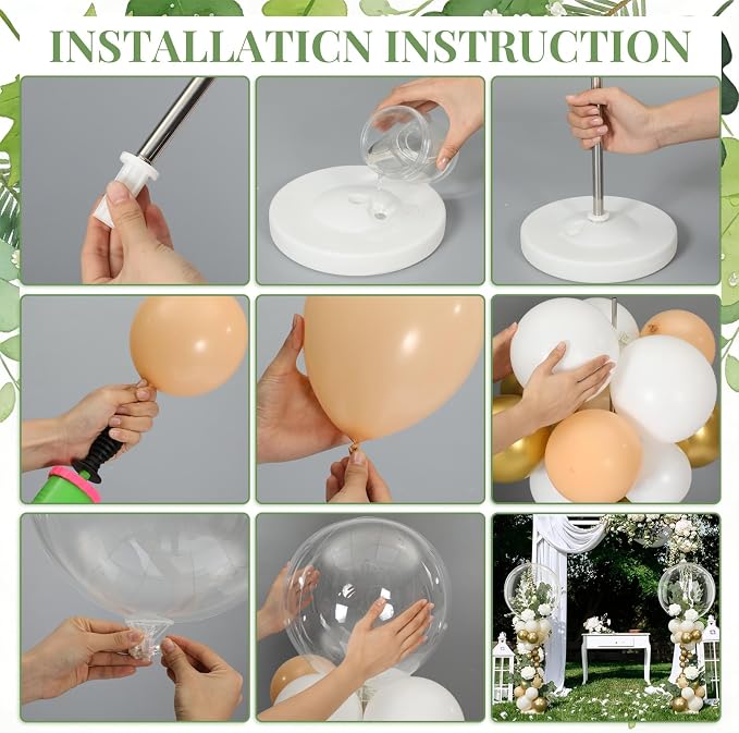 Gejoy 2 Sets Balloon Column Stand Kit Sage Green Bridal Shower Decorations - Image 4