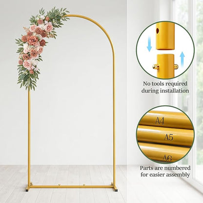 7.2FT Arch Backdrop Stand, Metal Gold Wedding Arch Frame, Balloon Arch Stand - Image 2