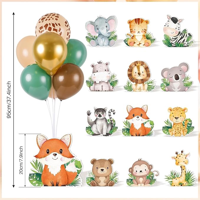 12 Sets Baby Shower Jungle Animals Balloon Stand Kit Safari Baby Shower - Image 4