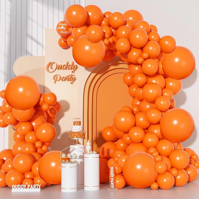 Ouddy Party 129Pcs Orange Balloons Different Sizes 18 12 10 5 Inch, Latex by OuddyParty