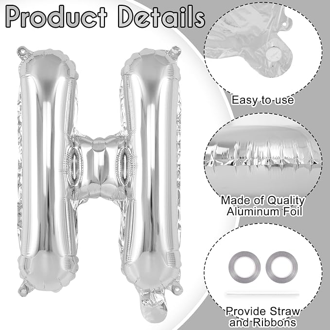 26 Pcs Silver Letter Balloons, 16 Inch Foil Alphabet Letter Balloons, Letter - Image 5