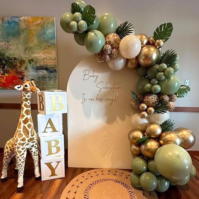 HILAVO Sage Green and Brown Balloons, 12 Inch Olive Green Brown and Gold Jungle - Image 7
