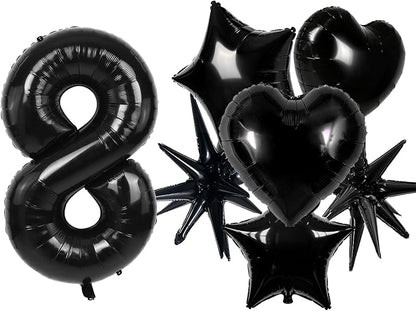 TONIFUL 8th Birthday Balloons Kit 40 Inch Black Large Number 8 Foil Balloon | by TONIFUL