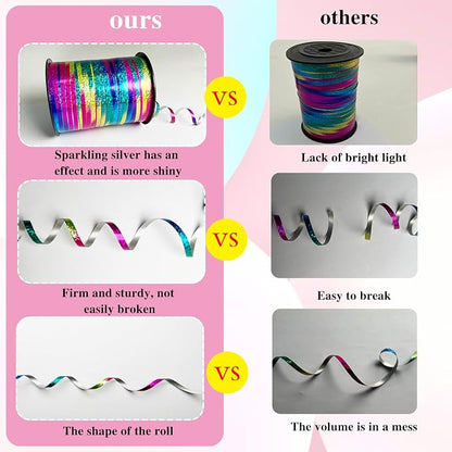 Rainbow Ribbon 500 Yard Curling Crimped, 3/16" Laser Curly Ribbon, Shiny Satin - Image 3