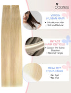 DOORES Invisi Edge Tape in Hair Extensions Real Human Hair, Drity Blonde Mixed Platinum Blonde 10 Injection Tape-ins with 10 Injection Tape-ins 50g 22 Inch, Injected Tape in