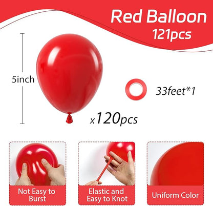 Awenztech 120pcs 5 inch Red Latex Balloons | Baby Shower, Birthday Party - Image 2