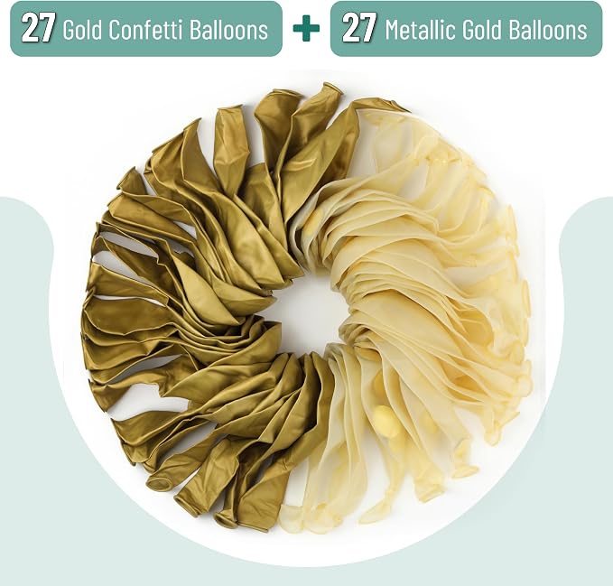 Mr. Pen- Gold Confetti Balloons, 12 Inch, 54 Pack | Latex Metallic Gold Balloons - Image 2