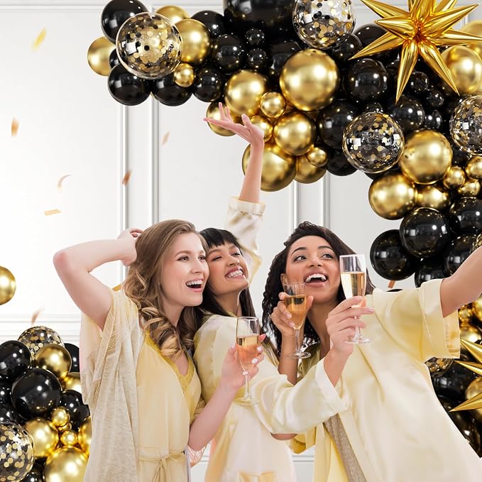 Black and Gold Balloon Arch Kit - Image 2
