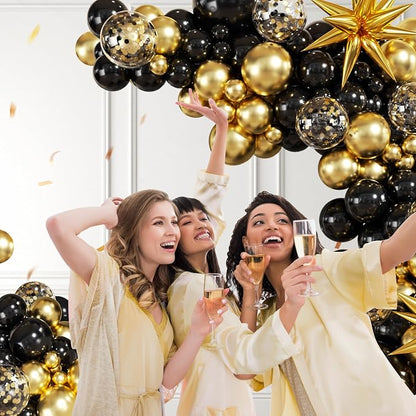 Black and Gold Balloon Arch Kit - Image 2
