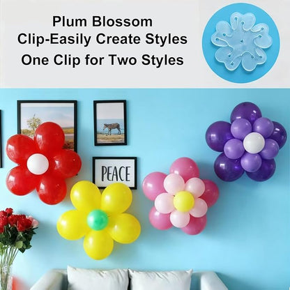 8Pcs Balloon Flower Clips Double Layer Plum Blossom Party Decor | Reusable - Image 6
