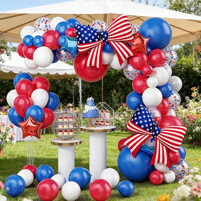 2 PCS Patriotic Bow Foil Balloons, 38 Inch Large American Flag Balloons - Image 6