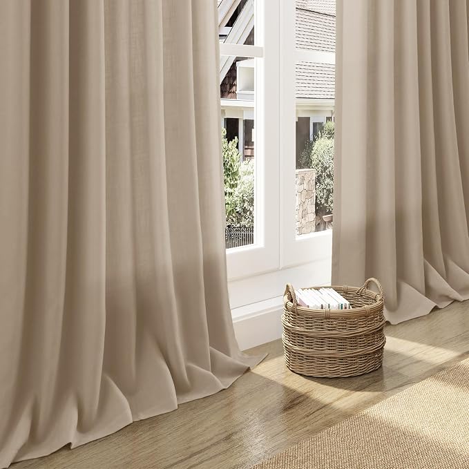 Sepia Beige Linen Curtains 120 Inches Long - Image 5