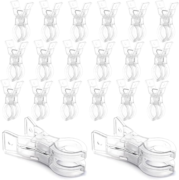 20 Pack Balloon Arch Clips, 3.5'' Clear Plastic Spring Clamps | Heavy Duty Clips by Huiguli