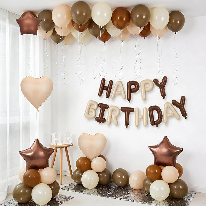 Cream Brown Birthday Decorations - Image 3