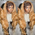 Honey Blonde Lace Front Wigs Human Hair 13x6 Ombre HD Transparent Lace Frontal Wig for Women 12A Body Wave Lace Front Wigs Human Hairs Pre Plucked with Baby Hair