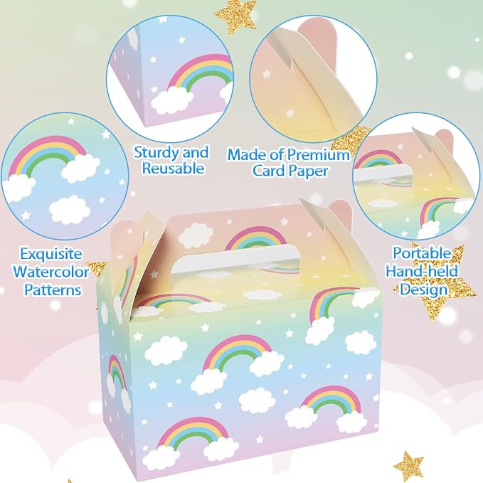 Tevxj 24 Pack Rainbow Party Favor Boxes Cloud Birthday Treat Bags Pastel - Image 5