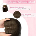 Toppers for Women Real Human Hair 16inch 75g Toppers for Women with Thinning Hair Chocolate Brown 6x7inch Large Base Add Volume (#4Toppers-16inch)