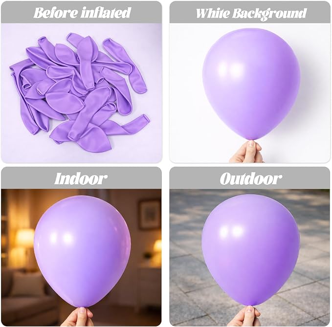 Voircoloria 105pcs Pastel Purple Party Latex Balloons, 12inch | - Image 3