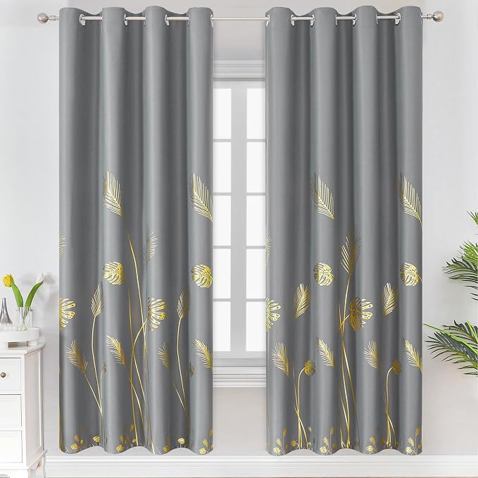 Gold and Grey Blackout Curtains by ESTELARTEXTILER