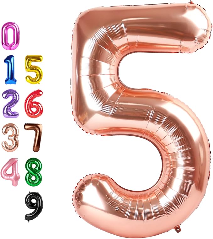Number Balloons 5 Balloon Rose Gold by Enyeopd