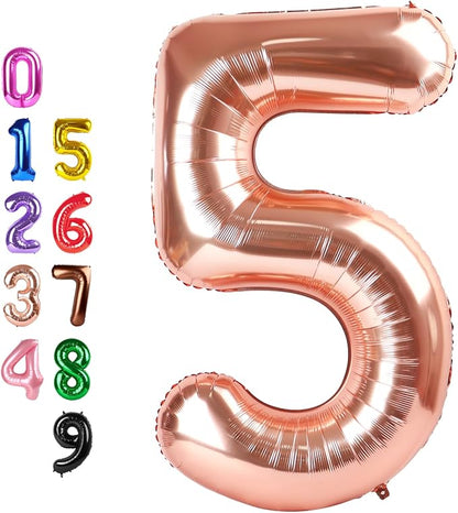 Number Balloons 5 Balloon Rose Gold by Enyeopd
