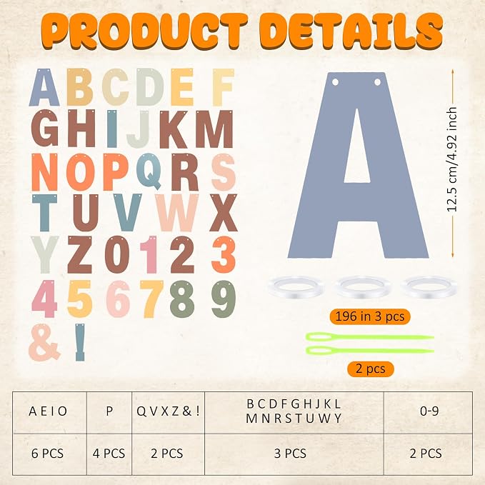Kosiz 116 Pcs DIY Letter Custom Banner Boho Customizable Banner Kit Including - Image 2