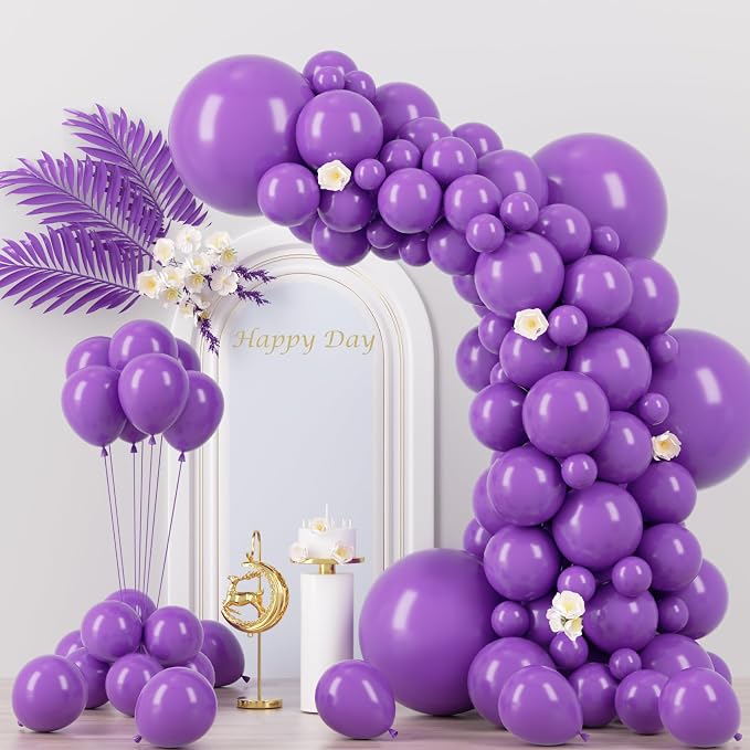 Voircoloria 130pcs Purple Balloons Garland Arch Kit, 18 12 10 5 Inch | by Voircoloria