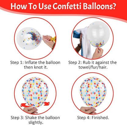 Red Yellow Blue Balloons, 12 Inch Royal Light Blue mattee Red Yellow Confetti - Image 8